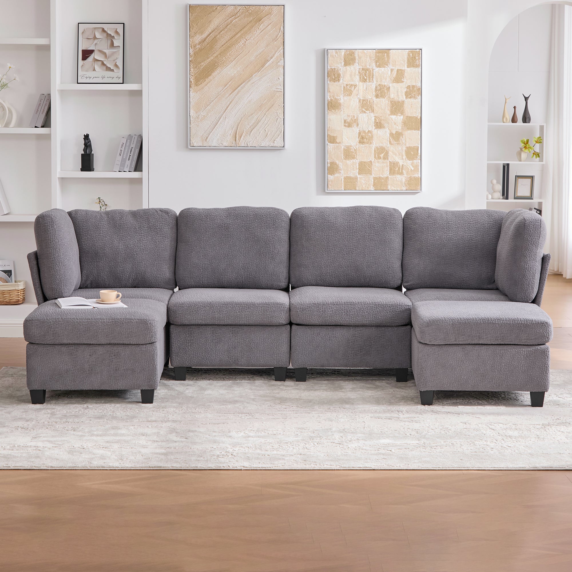 UNITED WE WIN Modular Sectional Sofa 6-Seat Chaise Ottoman