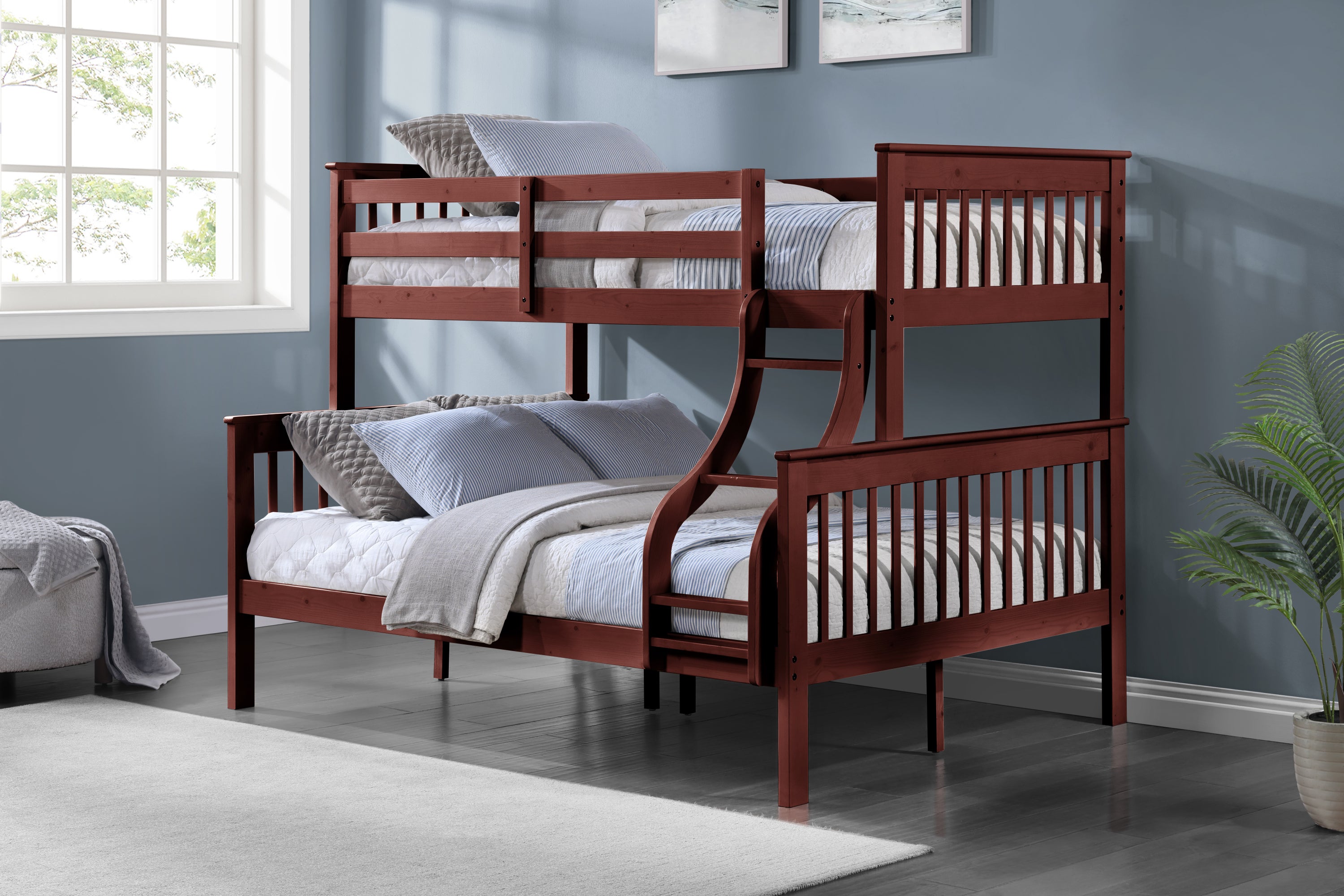 Marita Cherry Twin/Full Bunk Bed - Space-Saving & Durable Furniture