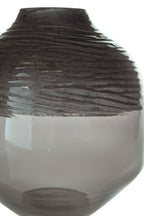Harpwick dark gray glass vase close-up showing ribbed pattern