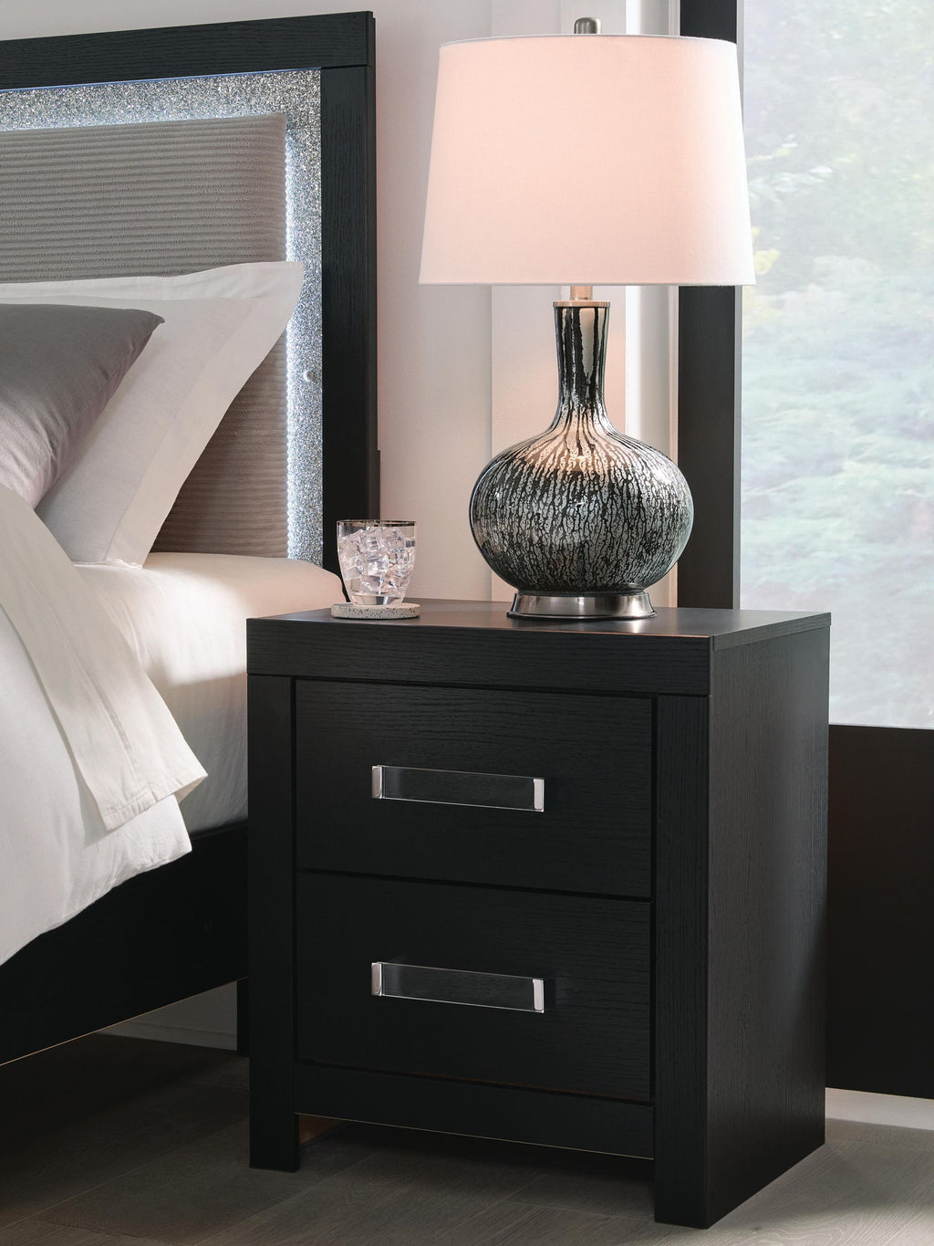 Maeling - Two Drawer Night Stand - Black
