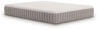 Firm white-top mattress with gray ribbed edge and base