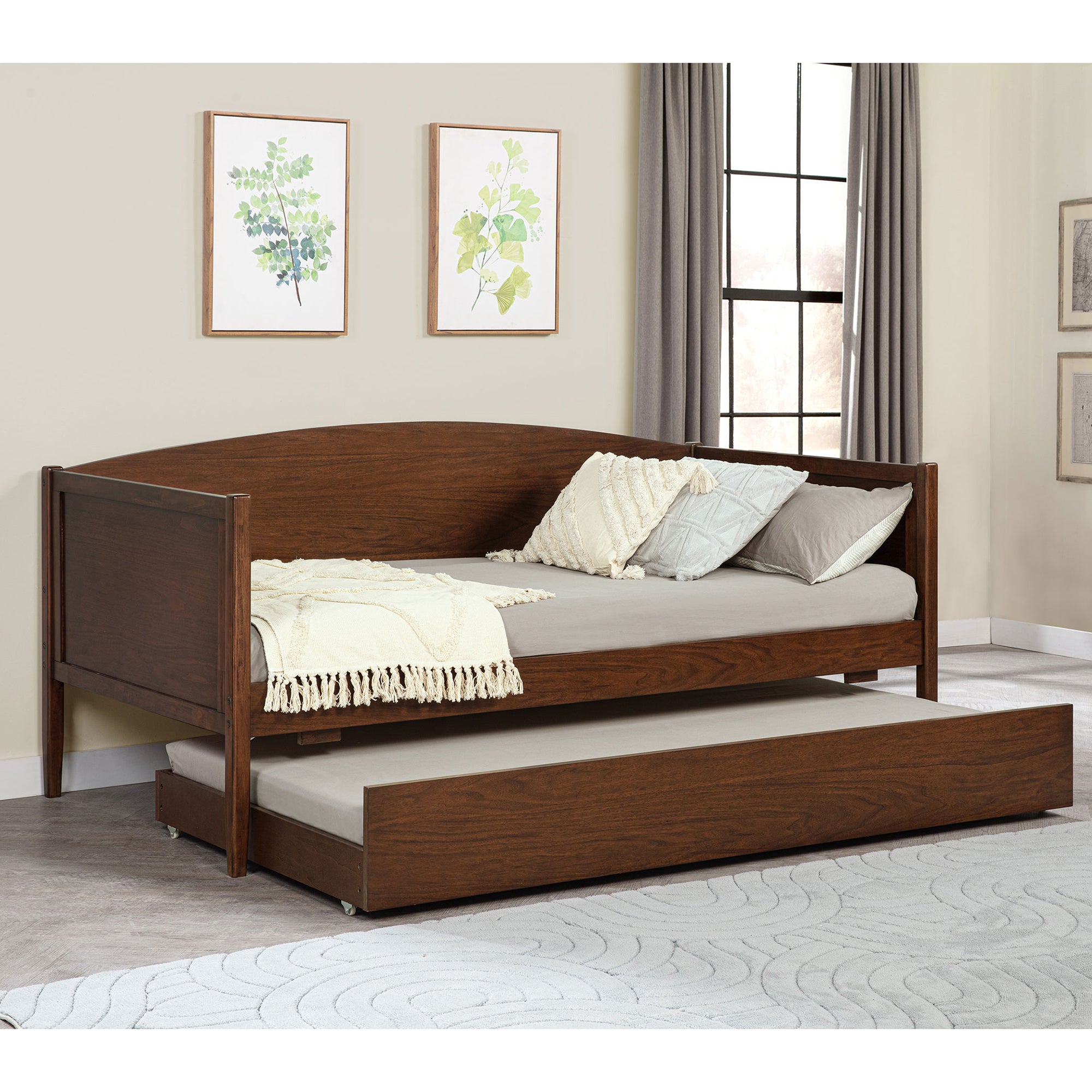 Fallbrook Twin Daybed with Trundle - Medium Walnut Finish