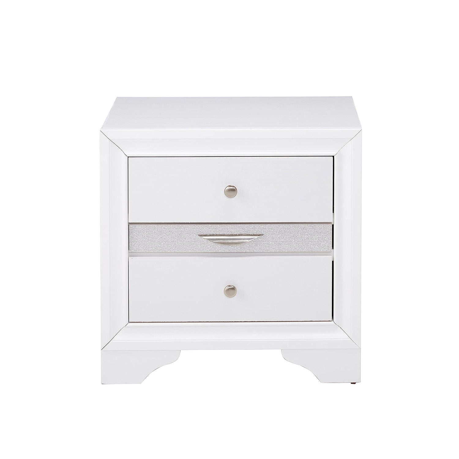 White Nightstand: 2 Drawers, Secret Jewelry Storage