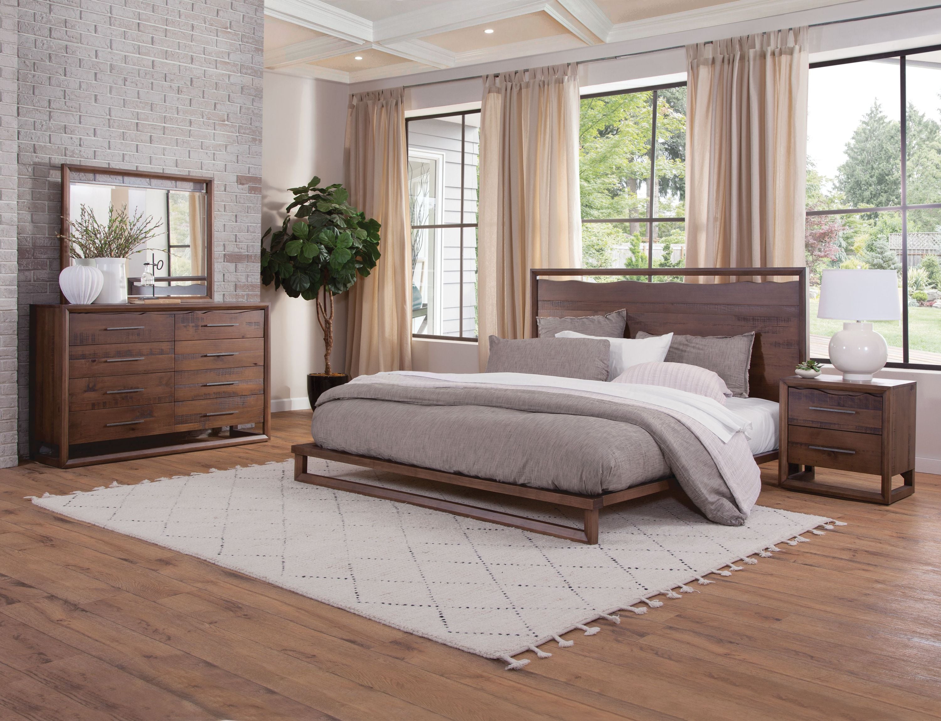 Lofton 4 Piece King Bedroom Set - Brown