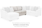 Light gray armless loveseat component shown within a white sectional