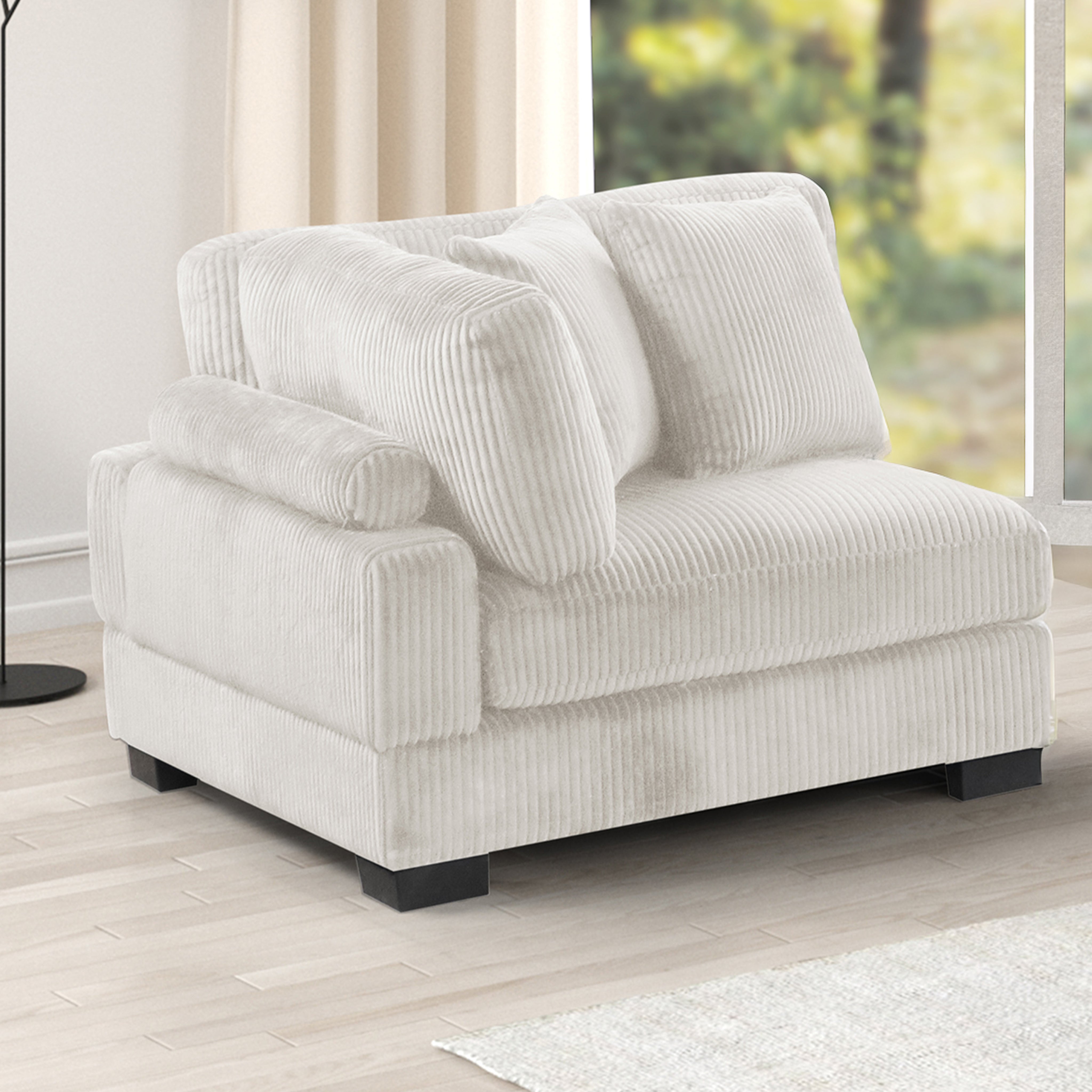 Bentley Modern Cream Corduroy Upholstered Corner Wedge