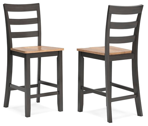 Dark brown barstools set of 2 with slatted backs and square wood seats
