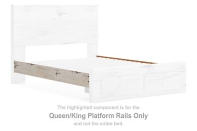 Queen/King platform rail in light natural wood with metal bracket
