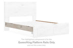 Queen/King platform rail in light natural wood with metal bracket