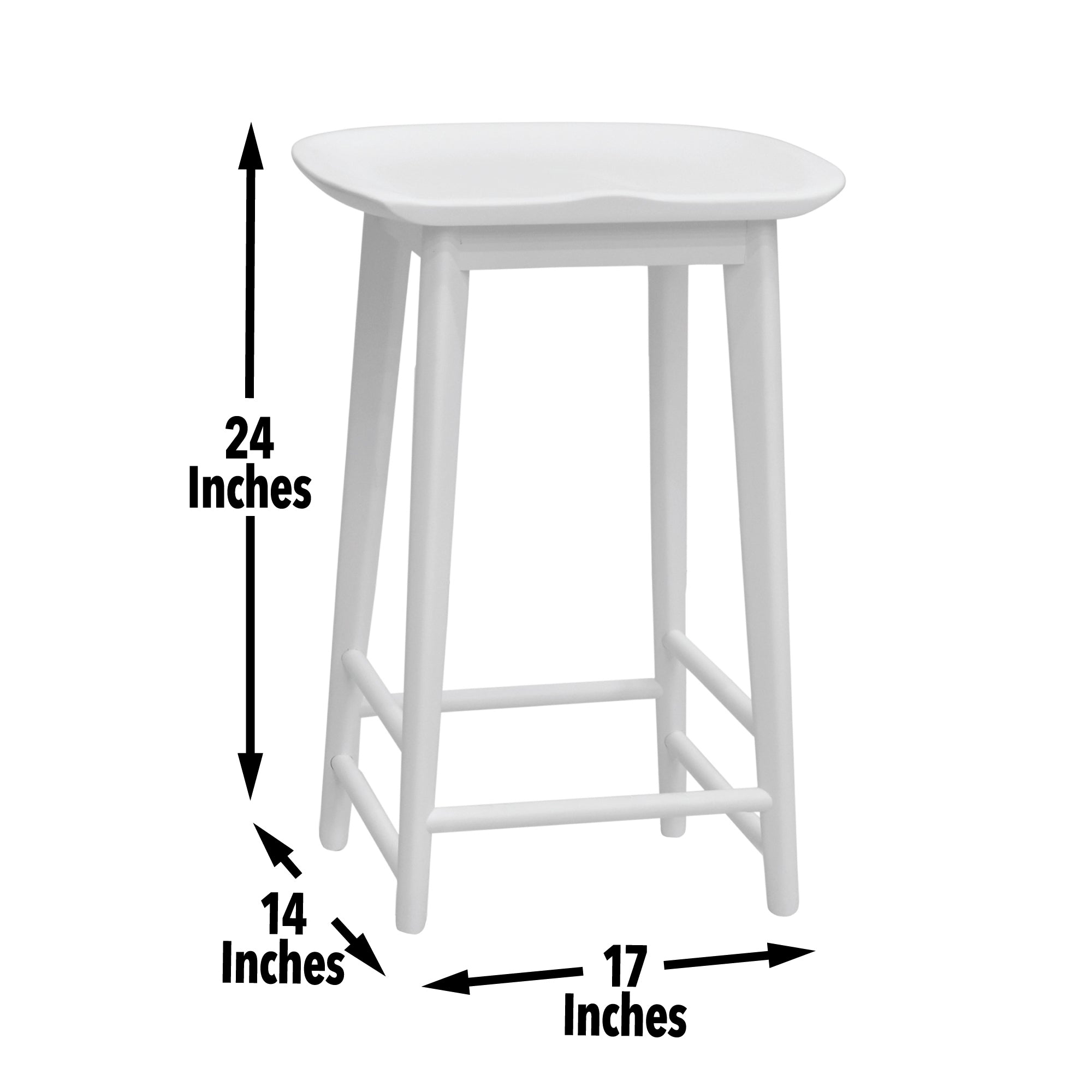 Hilton White Counter Stool (24" Seat Height)