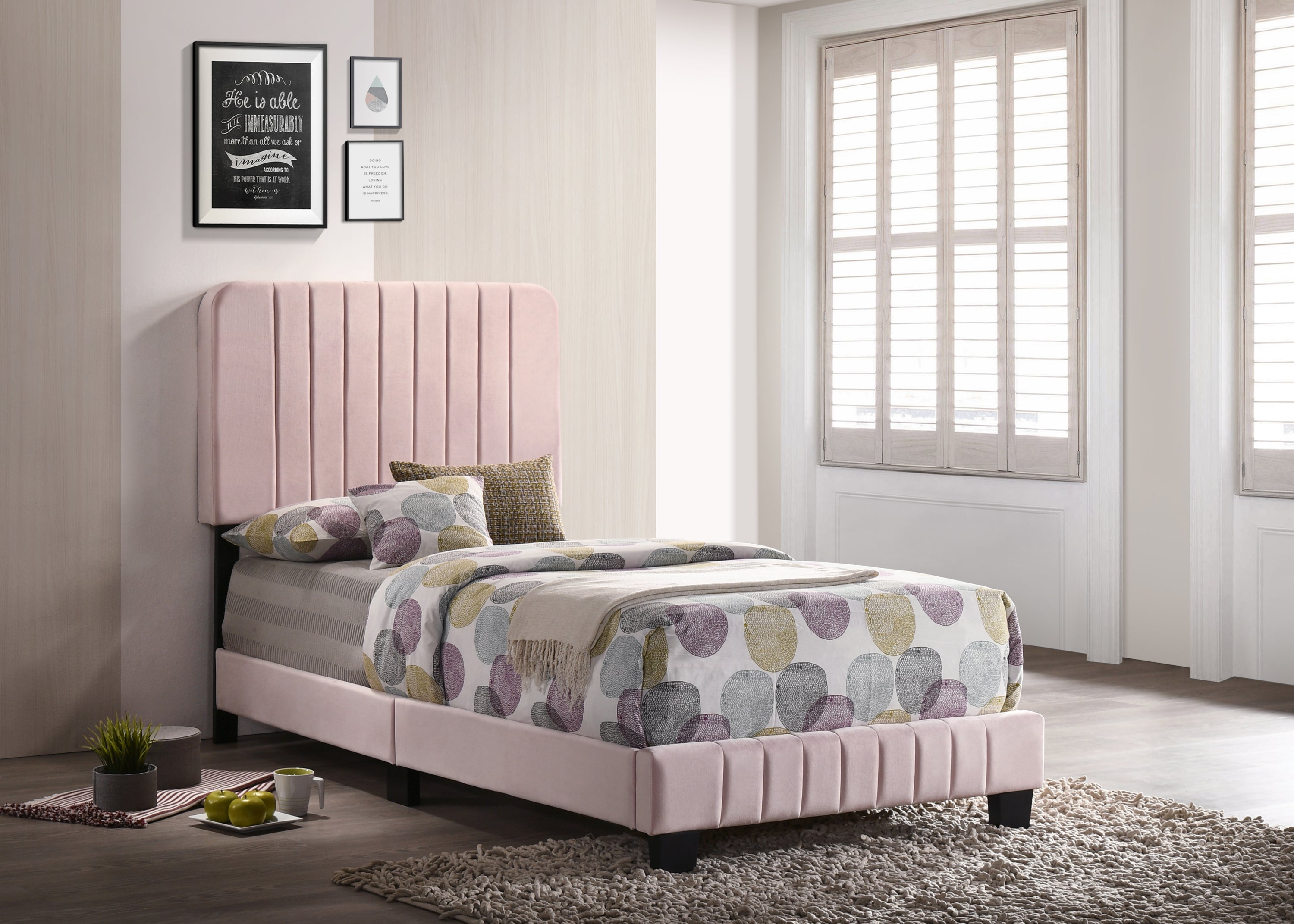 Charming Contemporary Pink Twin Bed - Stylish & Comfortable