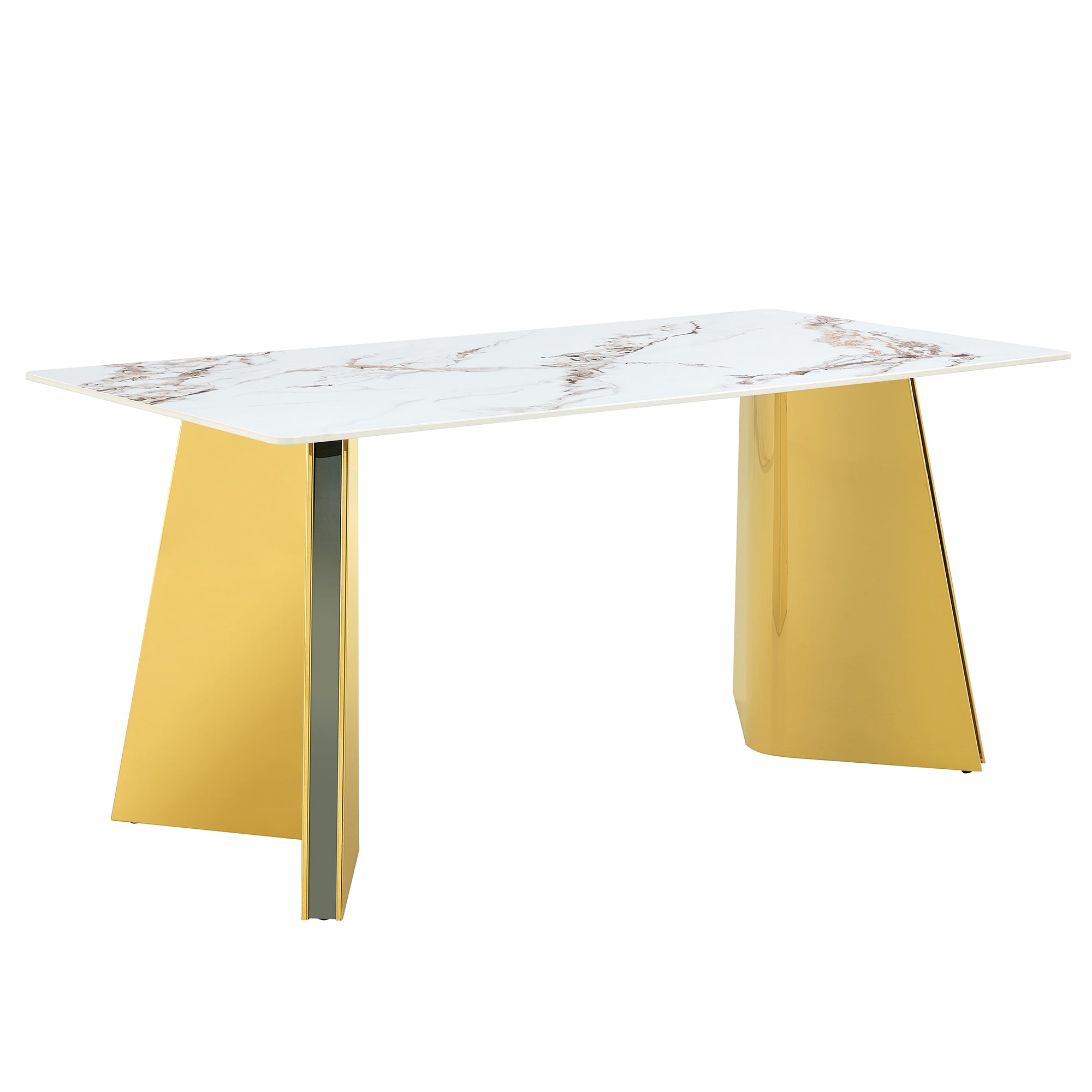 Jade Stone Dining Table & 4 White Chairs