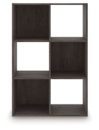 Dark wood cube organizer with open square shelves and interior cutouts