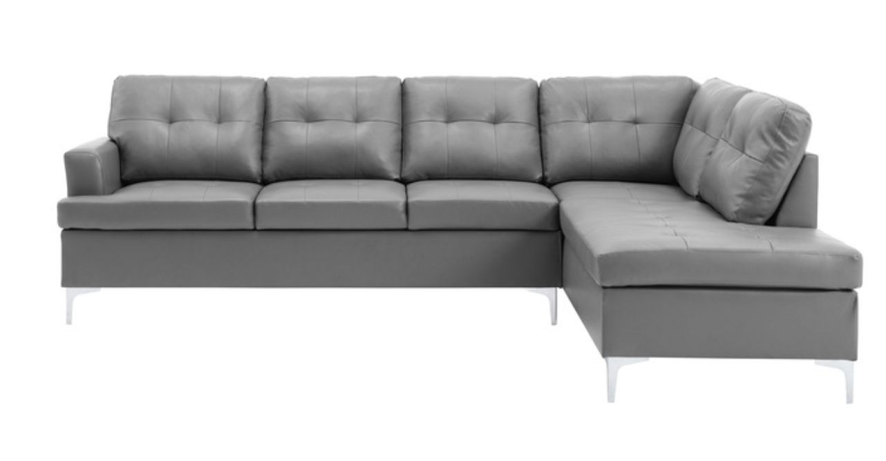Barrington Gray 3-Piece Sectional with Right Chaise and Ottoman-Stationary Sectionals-American Furniture Outlet