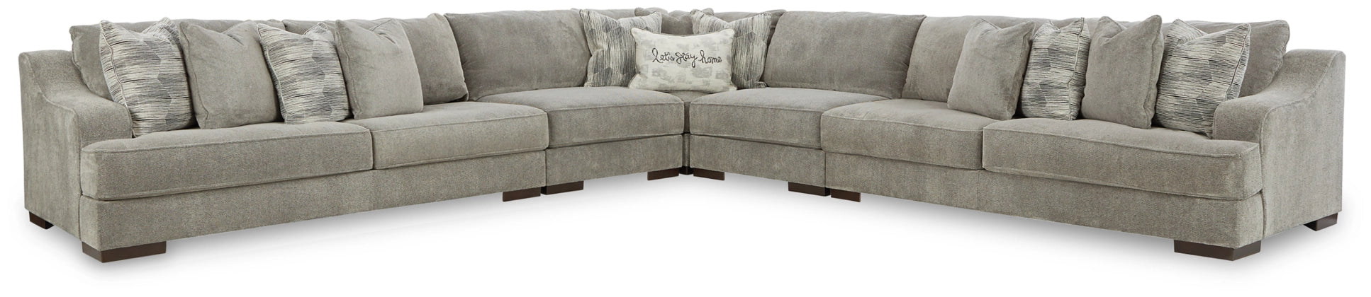 Bayless Sectional - Modern, Comfy, Smoke Gray Fabric-Stationary Sectionals-American Furniture Outlet