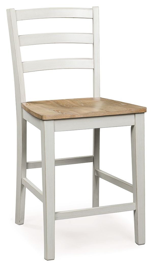 Purlaney - Antique White / Natural - Barstool (Set of 2)