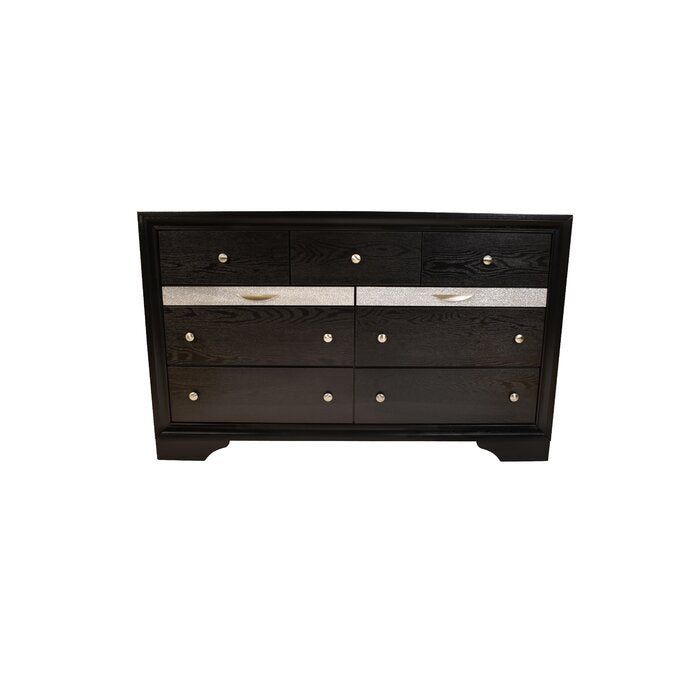Matrix Traditional Style Black Wood 7-Drawer Dresser - Storage
