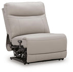 Gravier power armless recliner with adjustable headrest, light gray upholstered