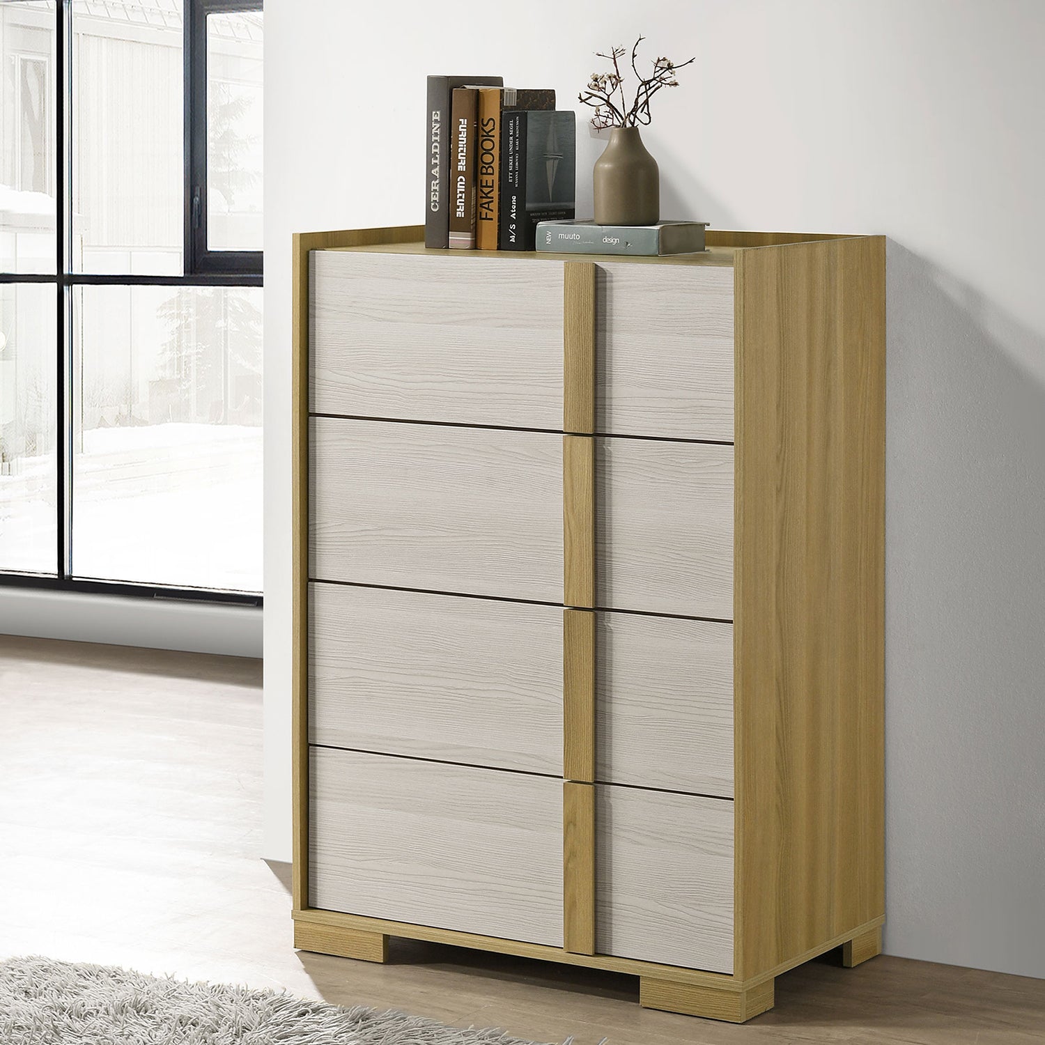Lincoln Natural Wood 4-Drawer Chest of Drawers Storage