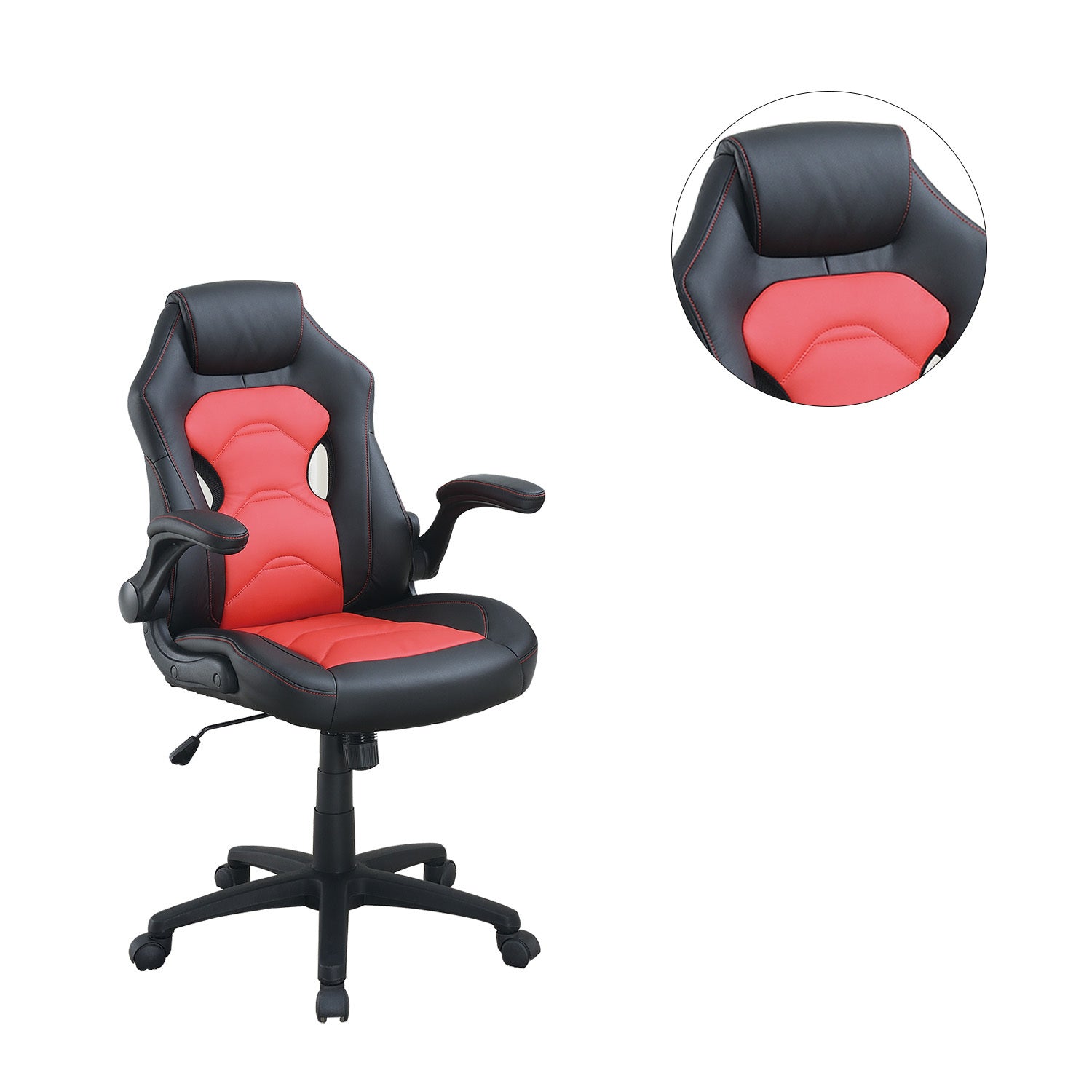 Black and Red Adjustable Swivel Executive Computer Chair