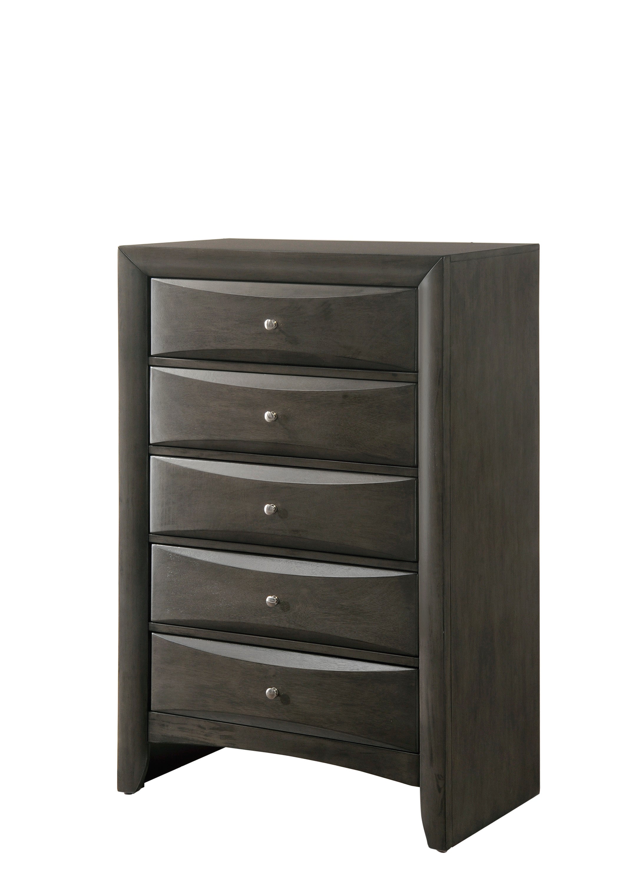 Gray Contemporary 5 Drawer Chest - Solid Wood Bedroom