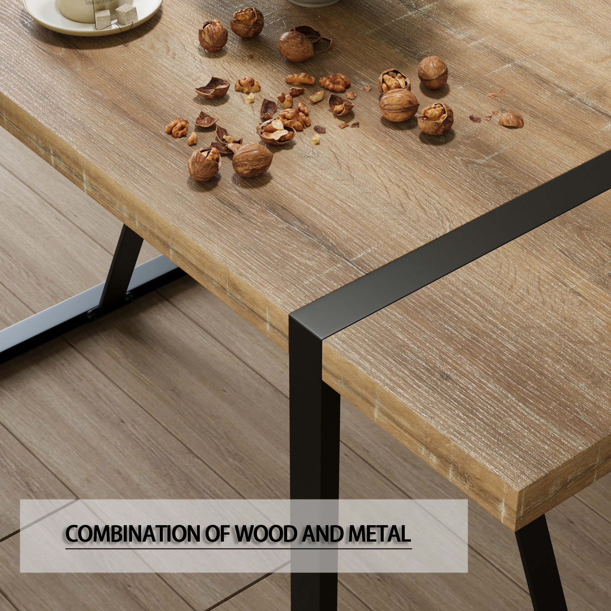 Modern Industrial Dining Table Set - 55" with 4 Chairs