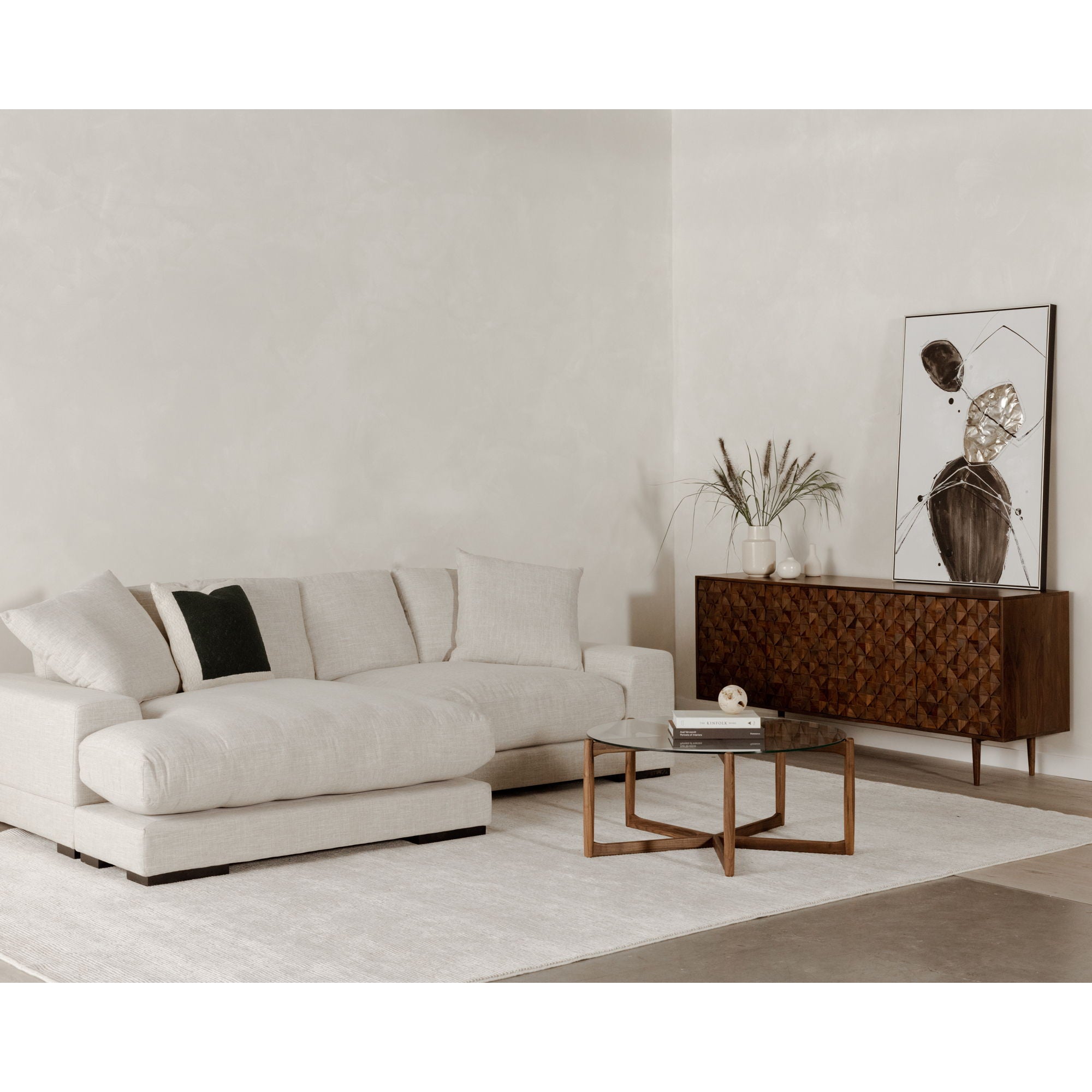 Plunge Beige Sectional - Modern & Modular-Stationary Sectionals-American Furniture Outlet