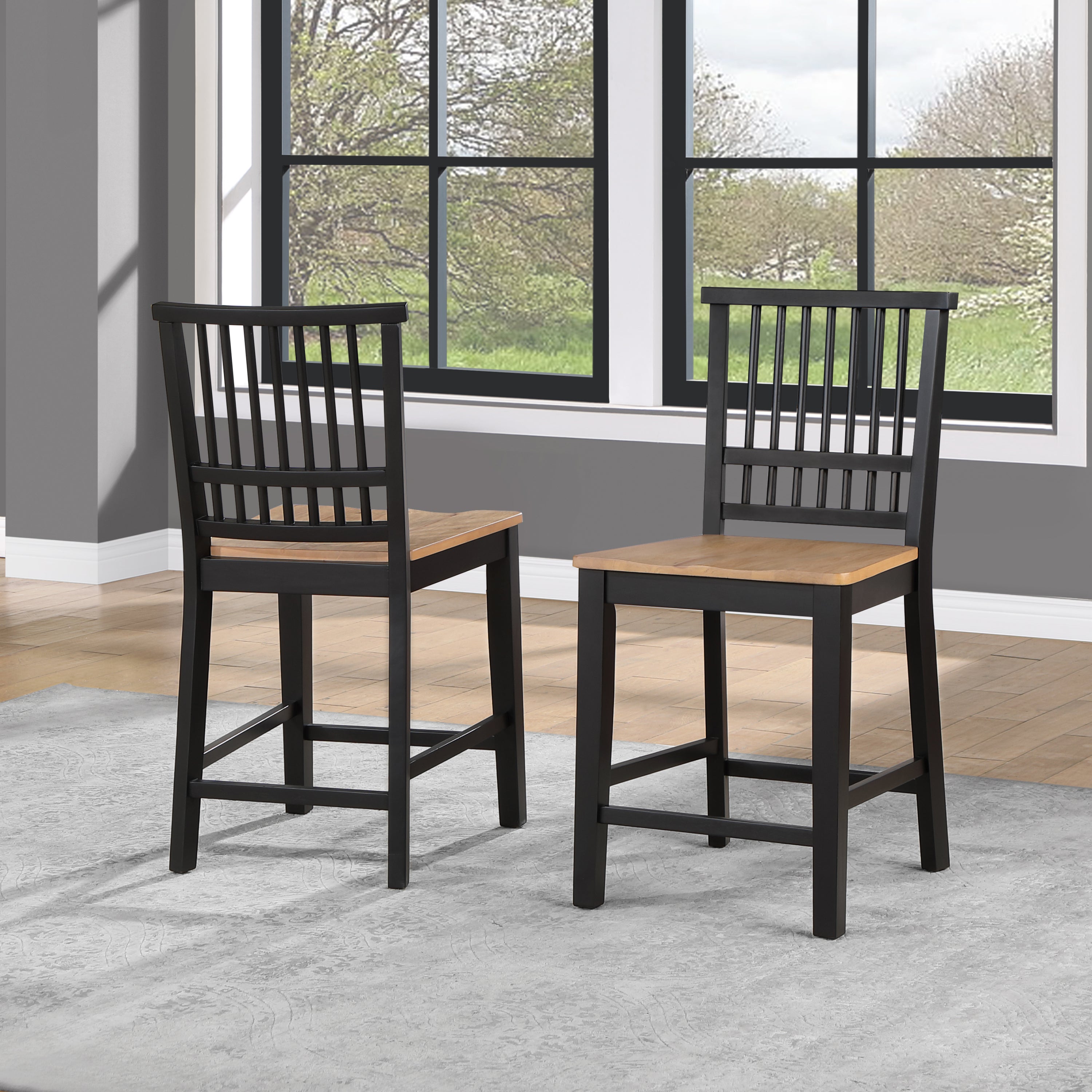 Magnolia Black Counter Stool Set of 2 - Kitchen & Bar Seating