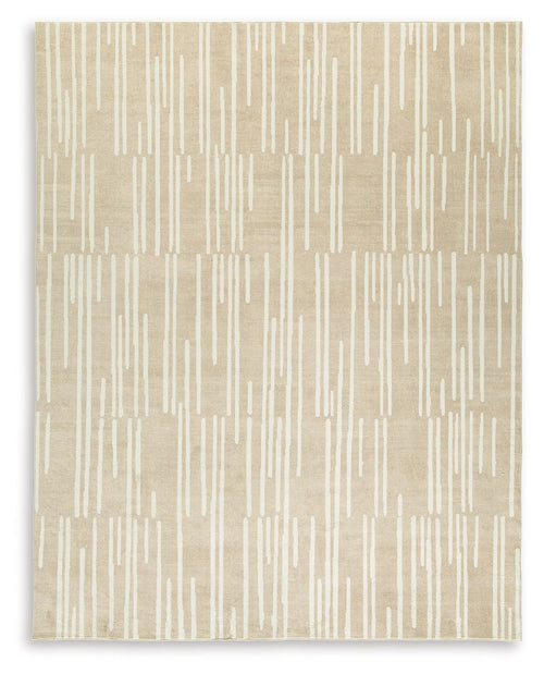 Ardenville Rug, beige abstract dash pattern on square flatweave