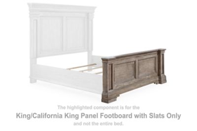 King/California king panel footboard with slats, light grayish brown wood