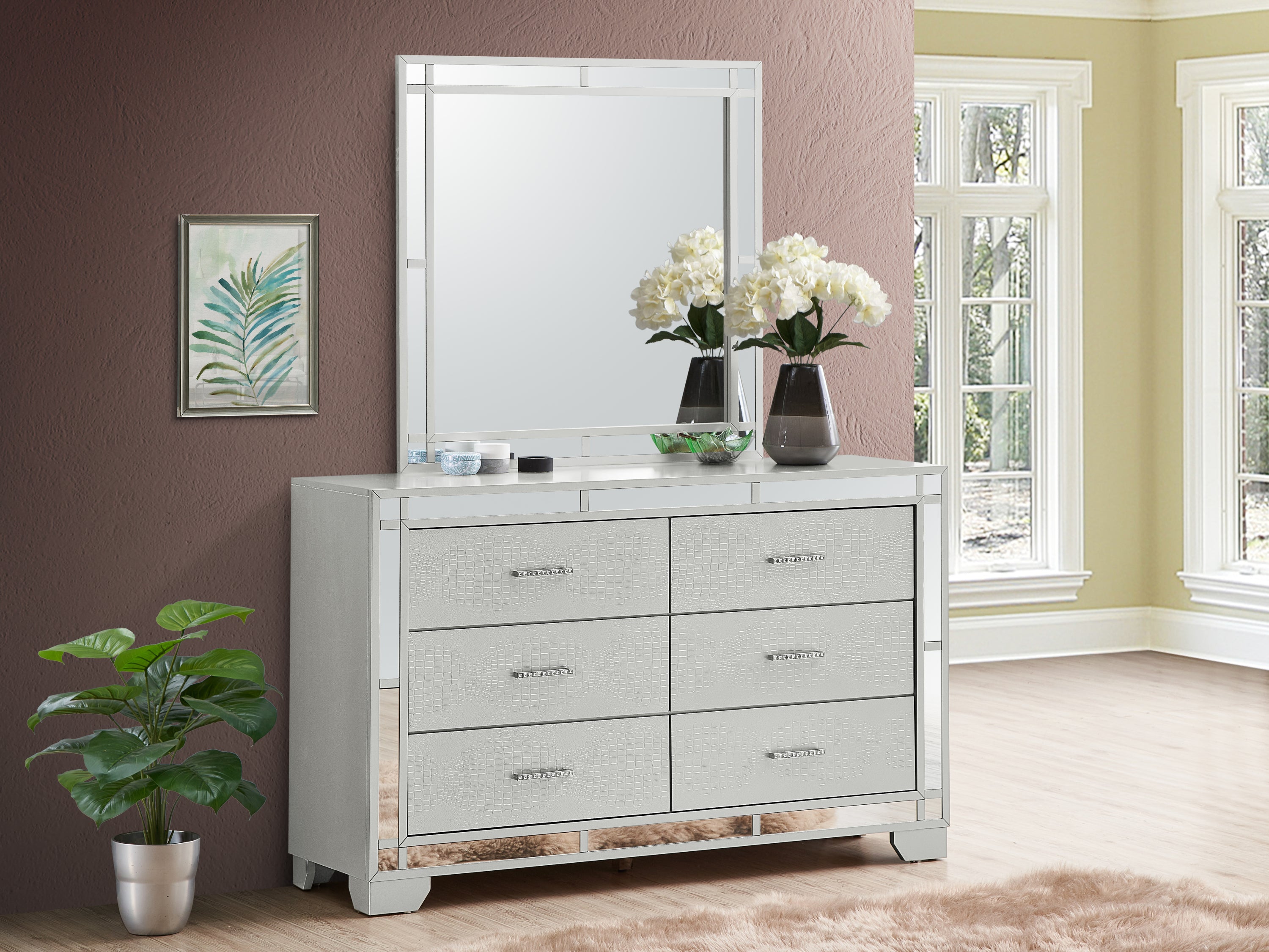 Madison G6600-D Dresser | Silver Champagne Bedroom Storage Unit