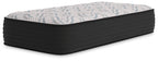 Gray plush mattress with quilted top and thick dark base, rectangular profile