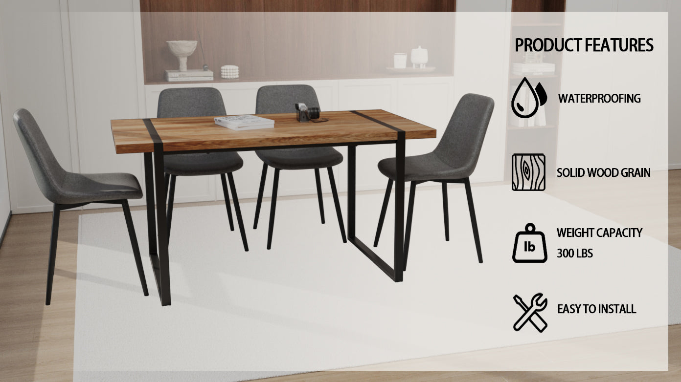 59" Modern Dining Table Set w/ 4 Suede Chairs