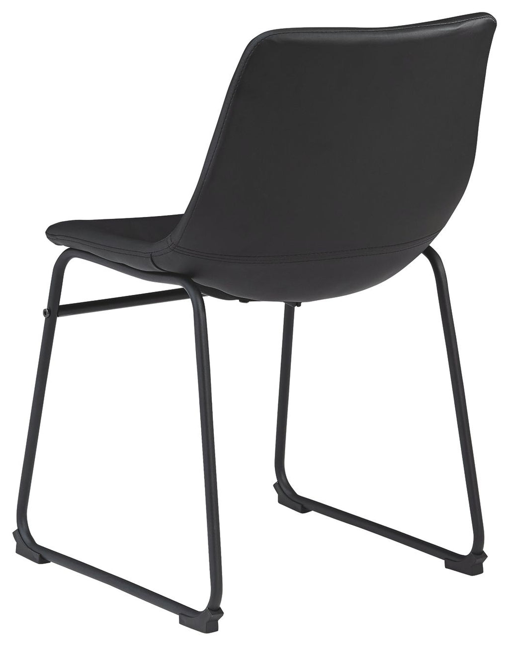 Black upholstered side chair with black metal frame