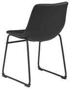 Black upholstered side chair with black metal frame