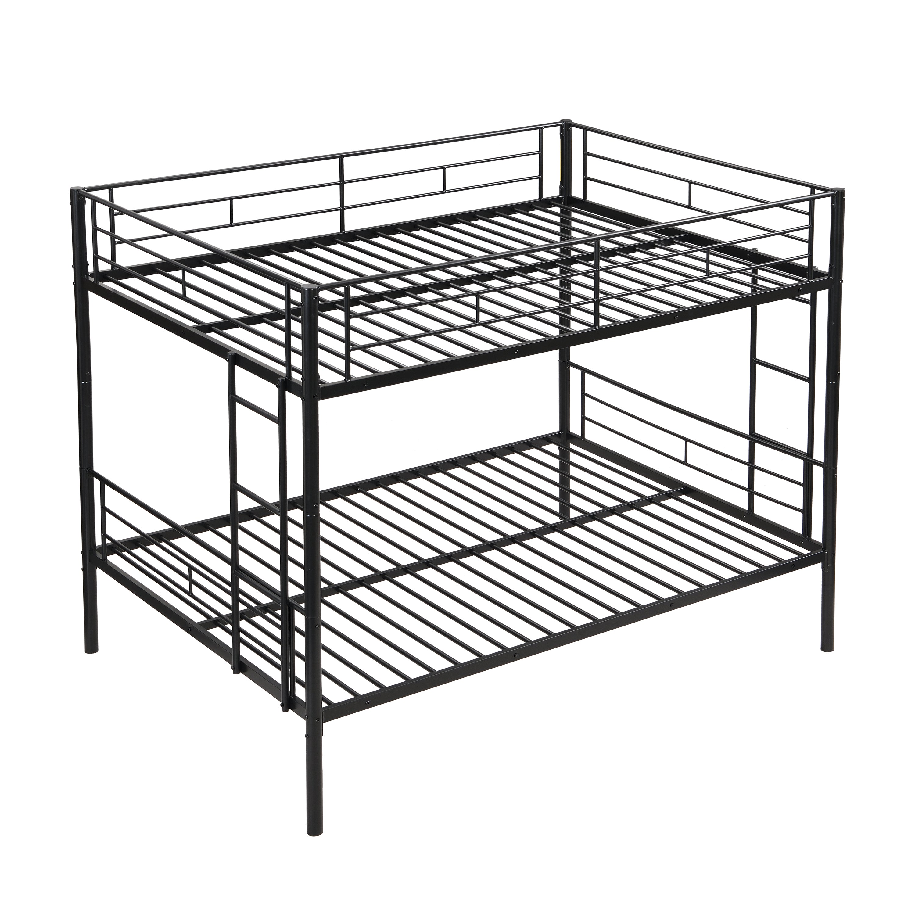 Modern Black Metal Bunk Bed: Full/Full, Easy Setup