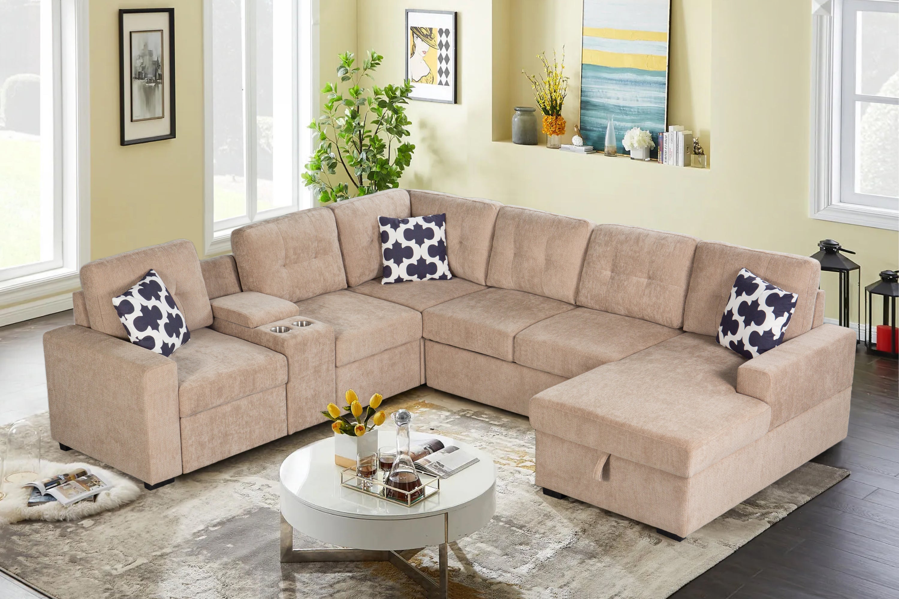 Modular L-Shape Sectional Sofa: Storage & Convertible Design