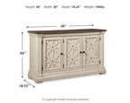 Beige dining room server dimensions 36H x 58W x 18.25D with three door panels