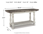 Gray flip-top sofa table with white turned legs and lower shelf, side view