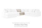 Light beige armless chair section piece with cushioned seat and back