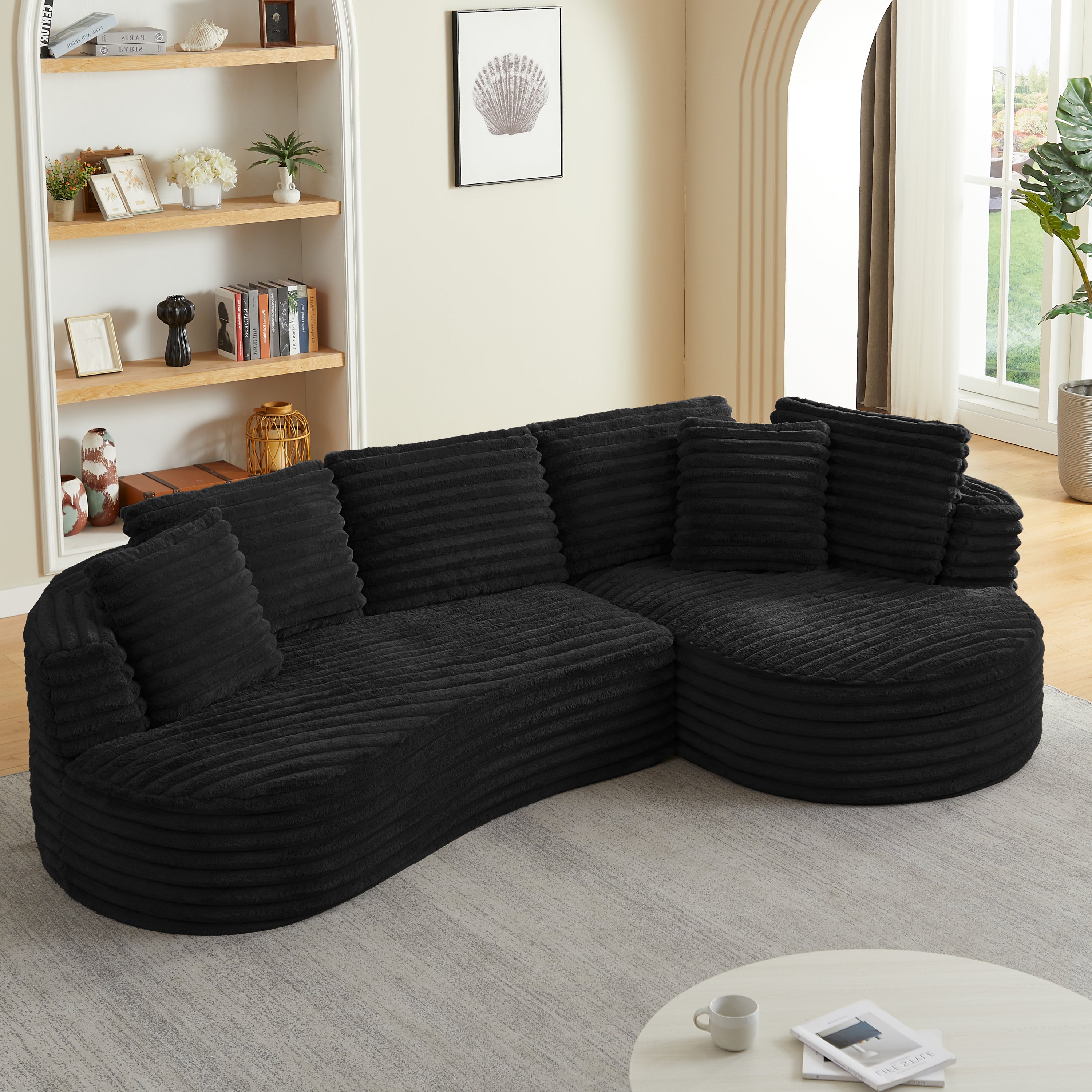 Modern L-Shape Luxury Sofa: Comfy Sleeper, Minimalist Design