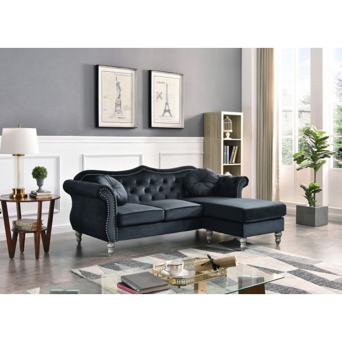 Glory Furniture Hollywood Black Sofa Chaise G0663B-SC