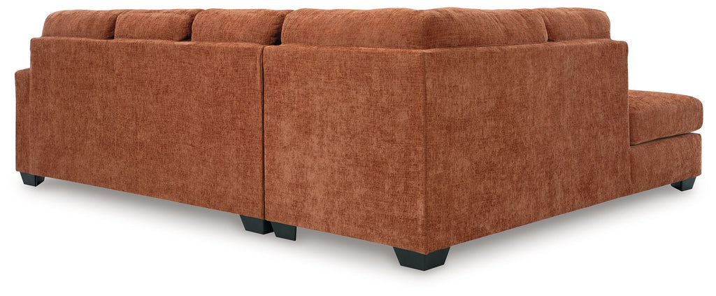 Brown fabric sectional sofa with clean-lined box cushions