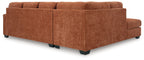 Brown fabric sectional sofa with clean-lined box cushions