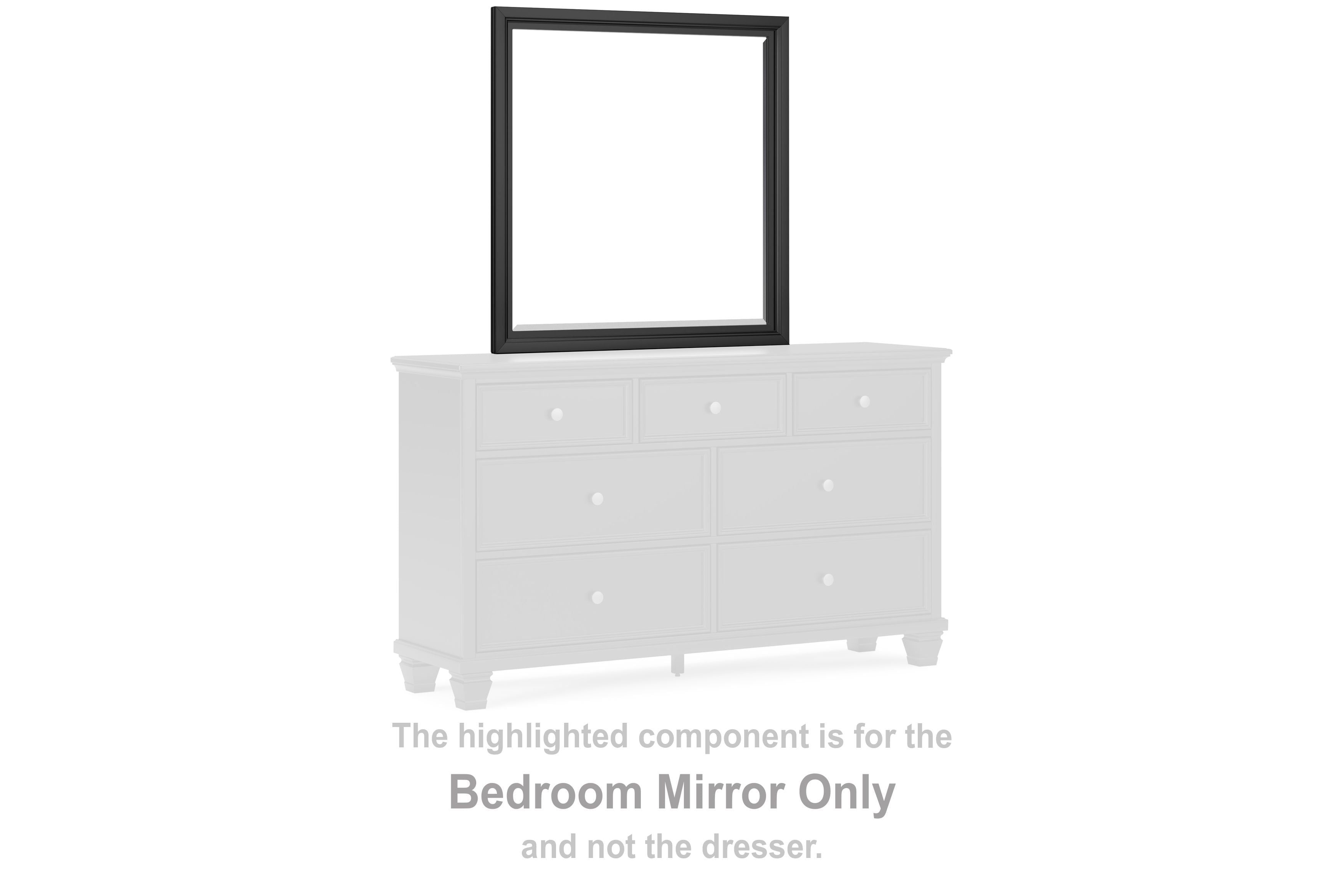 Rectangular black bedroom mirror with narrow frame