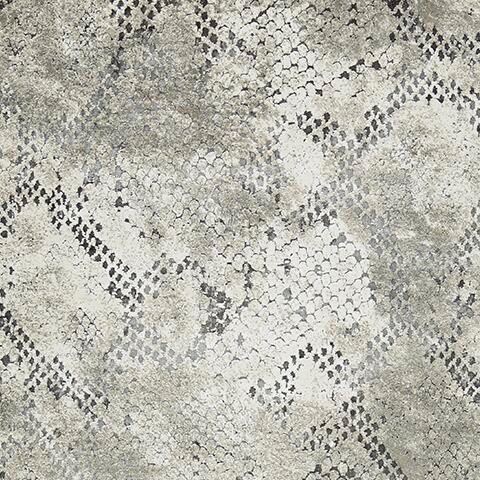 Pearl silver rug close-up with diamond scale texture and speckled lines