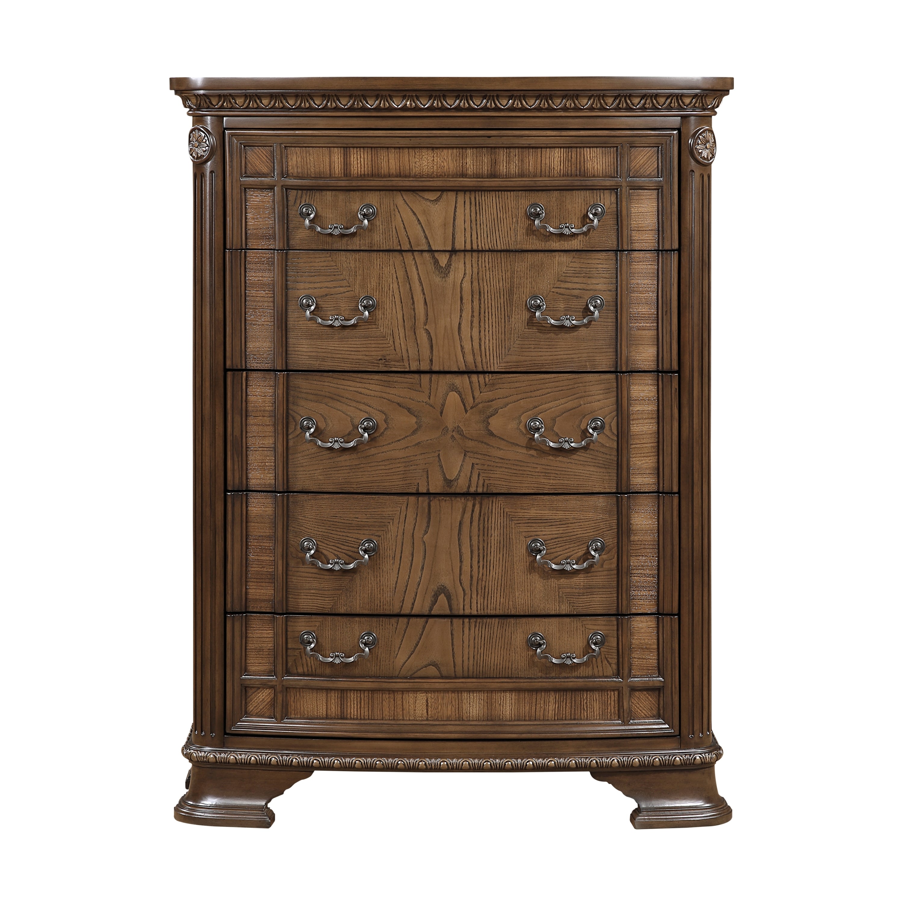 Elegant Dark Brown Wooden 5-Drawer Traditional Storage Chest