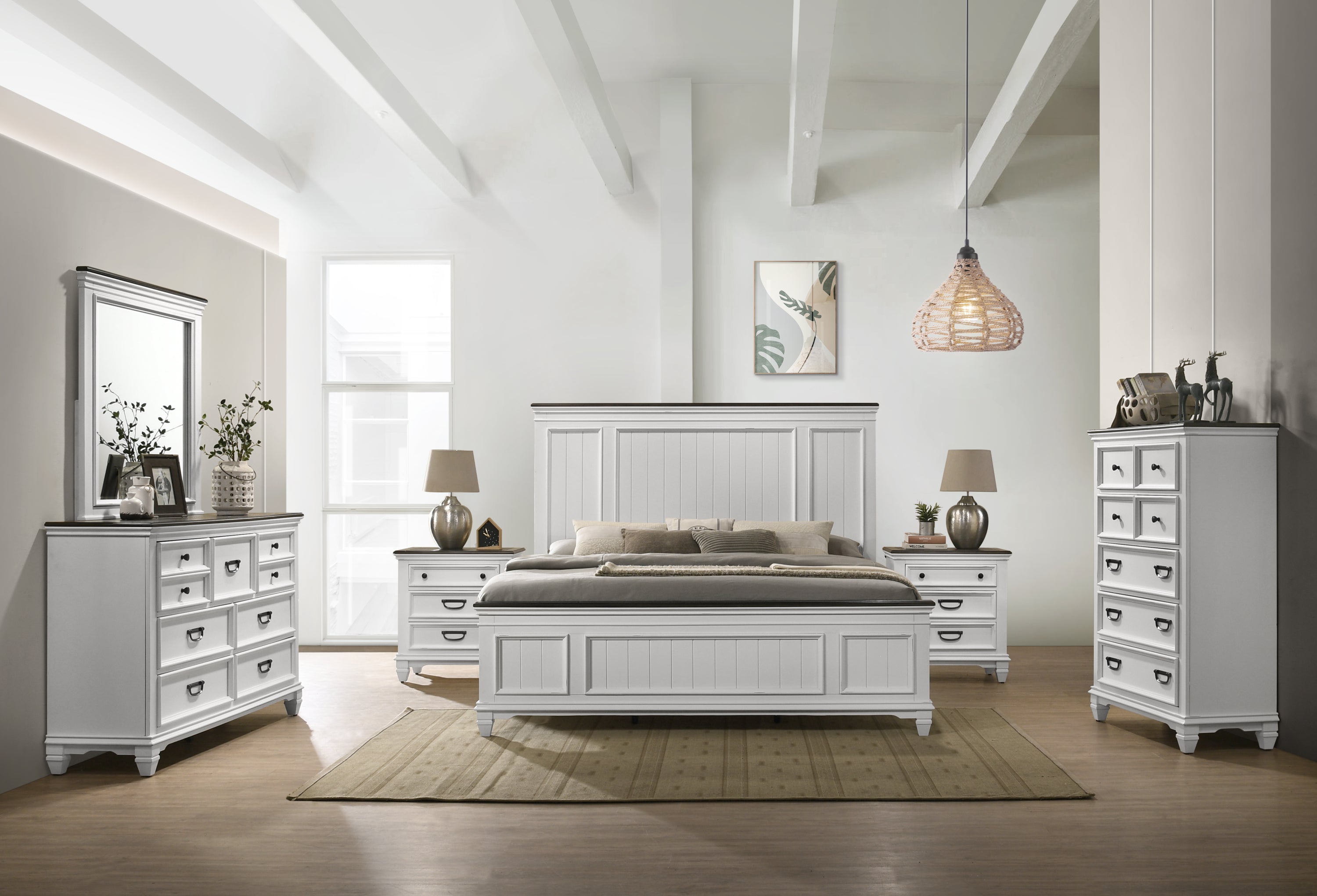 Clelane Wood Shiplap Panel King 6-Pc Bedroom Set & Dresser