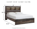 Panel bookcase bed diagram, dark wood finish, side storage drawers