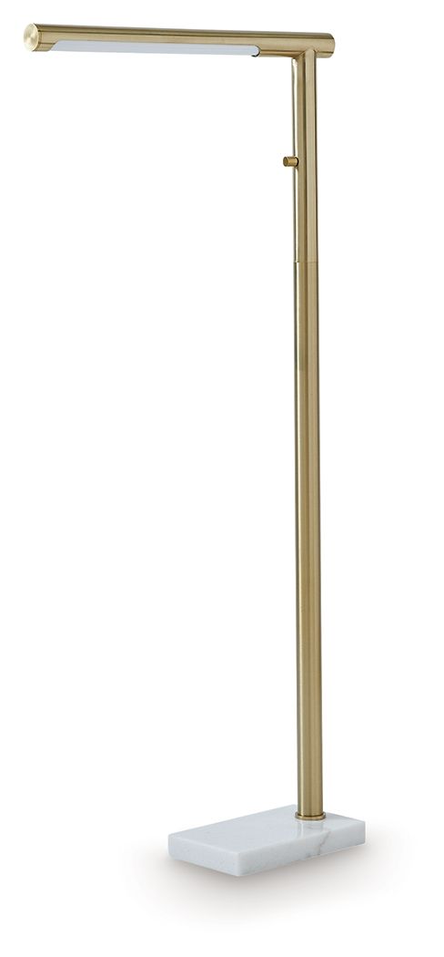 Santiford gold metal floor lamp with square base